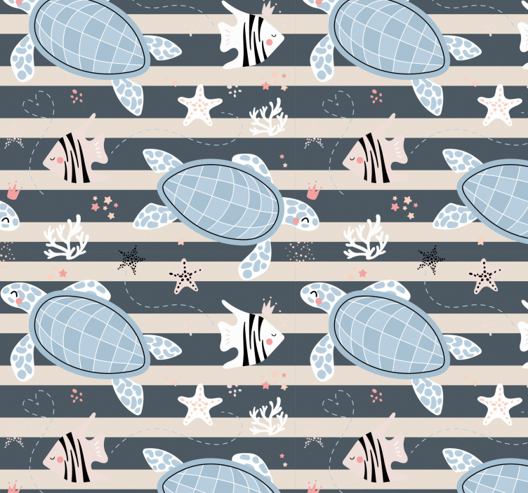 Underwater Turtle Scene fishes wallpaper - TenStickers