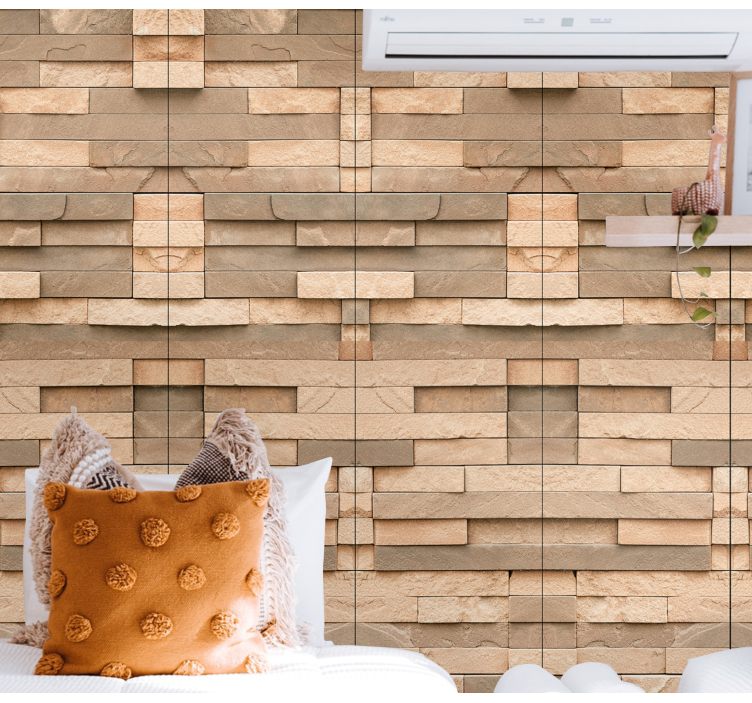 Uneven sandstone tile wall surface wallpaper - TenStickers