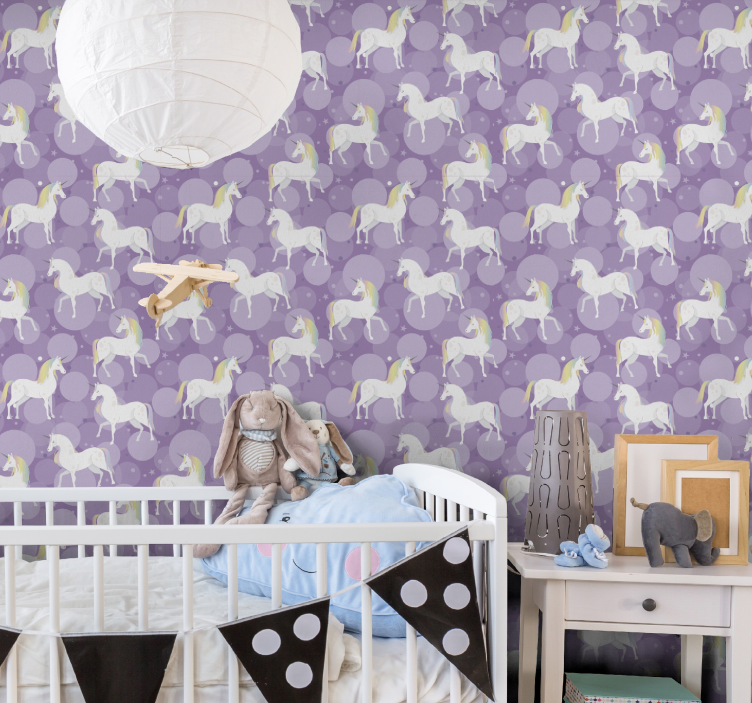 Unicorn pattern delight nursery room wallpaper - TenStickers