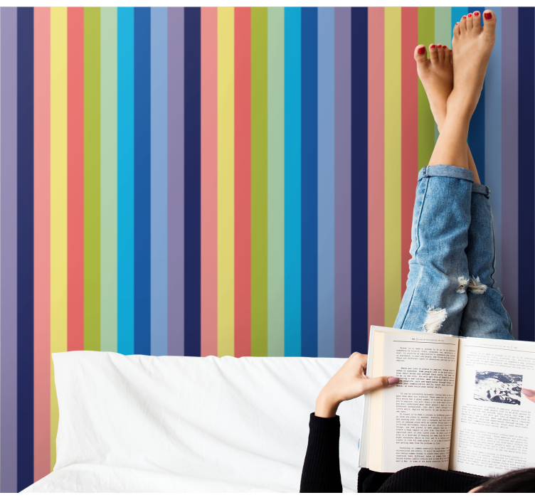 Stripes with many colors Vertical Wallpaper - TenStickers