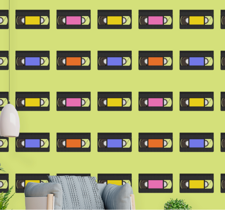 VHS collection retro pattern vintage wallpaper - TenStickers