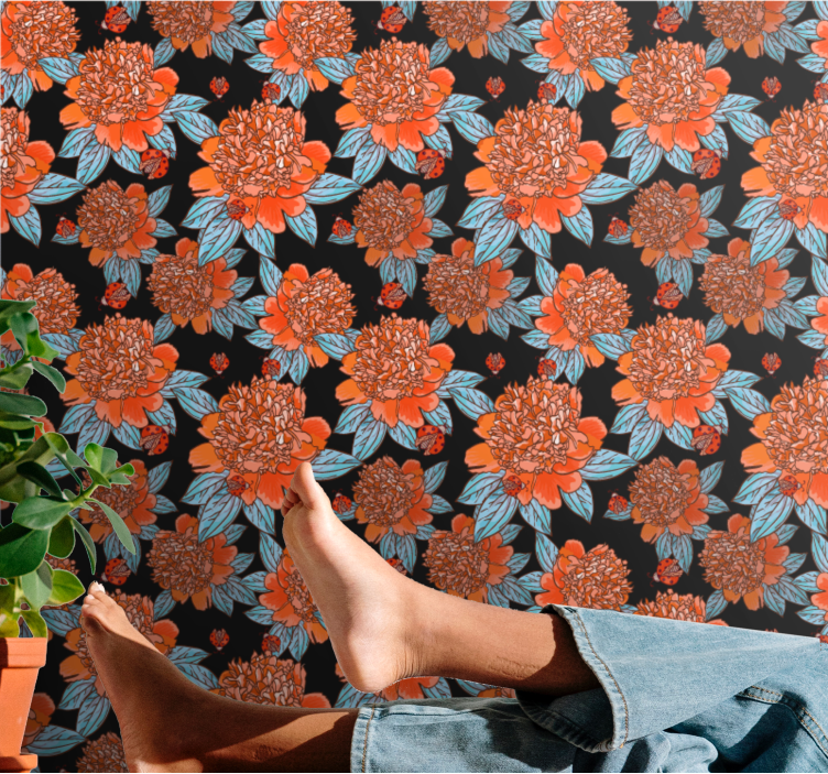 Vibrant Colorful Design flowers wallpaper - TenStickers