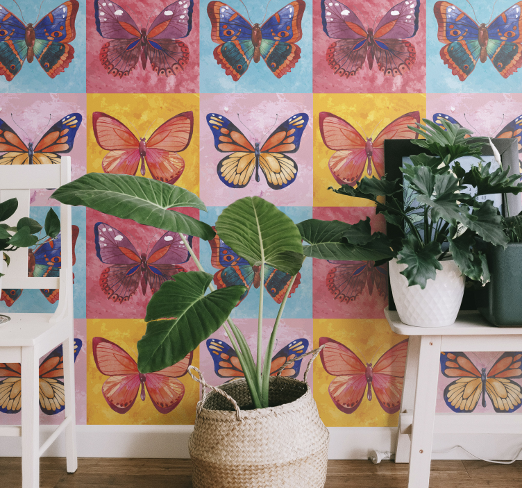 Vibrant Insect Display butterflies wallpaper - TenStickers