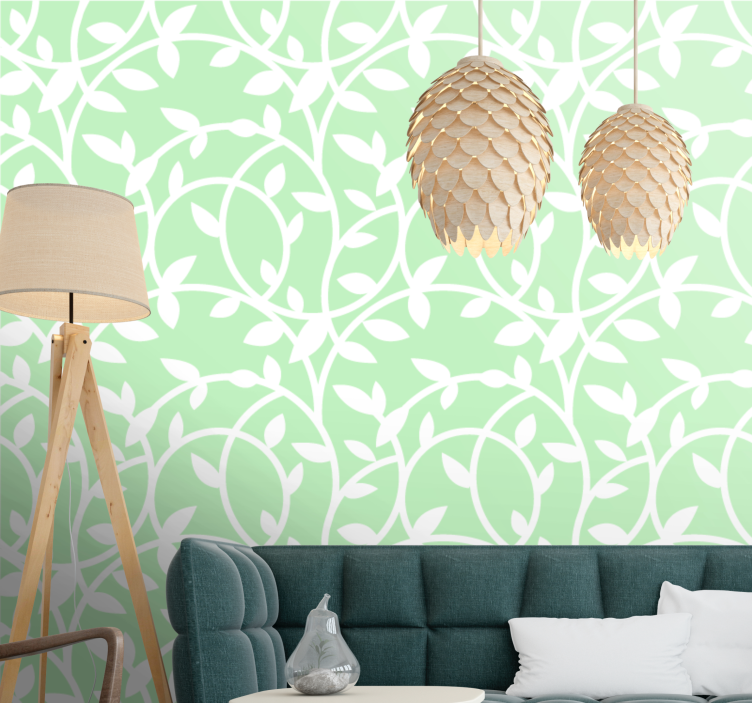 Vine Pattern Elegance green wallpaper - TenStickers