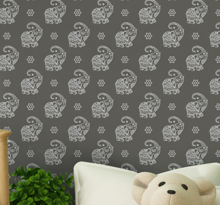 Vintage elephants orient children wallpaper - TenStickers