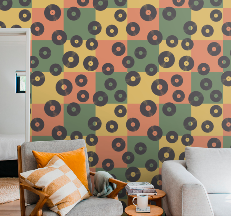 Wallpaper Record Pattern art wallpaper - TenStickers