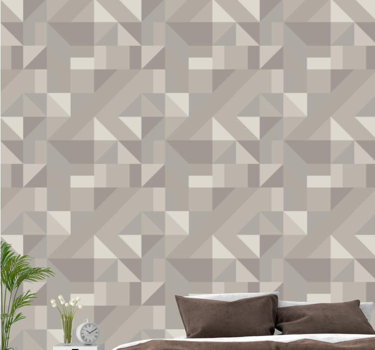 Wallpaper geometric in neutral beige tones - TenStickers