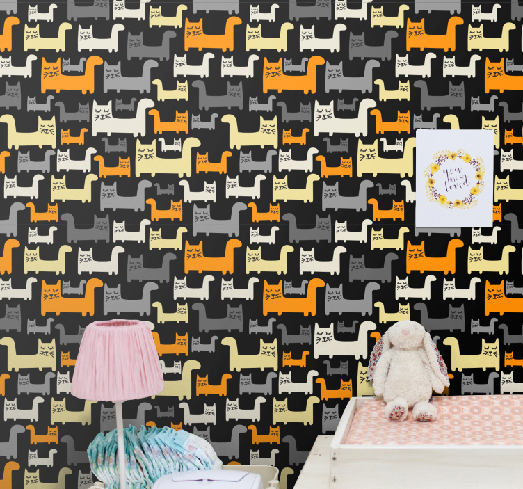 wallpaper gray cats Childrens Wallpaper - TenStickers