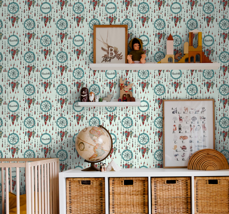 Children's wallpaper with name dream catcher - TenStickers