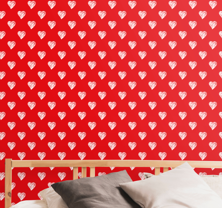 White drawn hearts Teen Bedroom Wallpaper - TenStickers