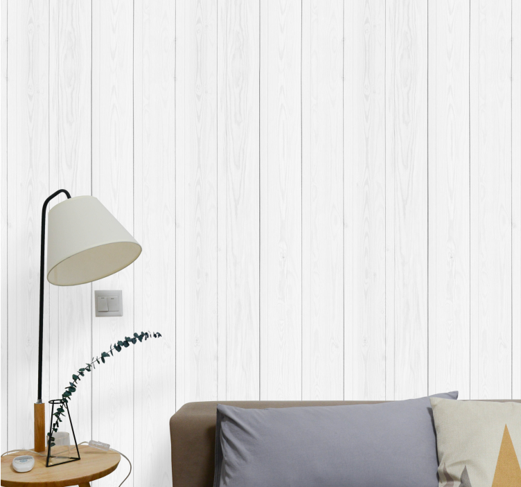 White wooden Hamptons pattern wallpaper - TenStickers