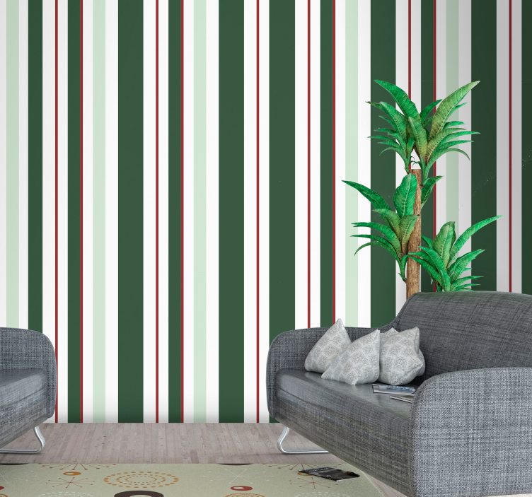 Green red and white stripes wallpaper - TenStickers