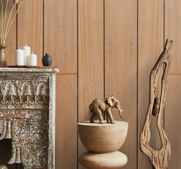 Wood style mahogany panels wallpaper - TenStickers