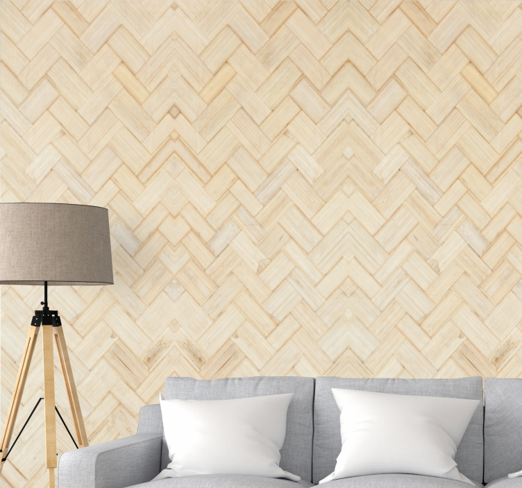 Wood style white herringbone parquet wallpaper - TenStickers